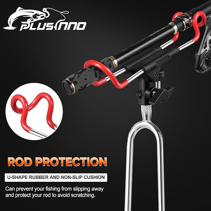 PLUSINNO Fishing Rod Holders - Upgraded 360 Degree Adjustable Fishing Pole Stand Equipment for Bank, Beach, Gift for Men