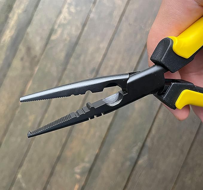 Hanpex-7 inch Fishing Pliers with Anti-rust Teflon coated, Freshwater/Saltwater Fishing Tools, Comfort Grip Handles Fishing Gear Idea for Fishing Trip