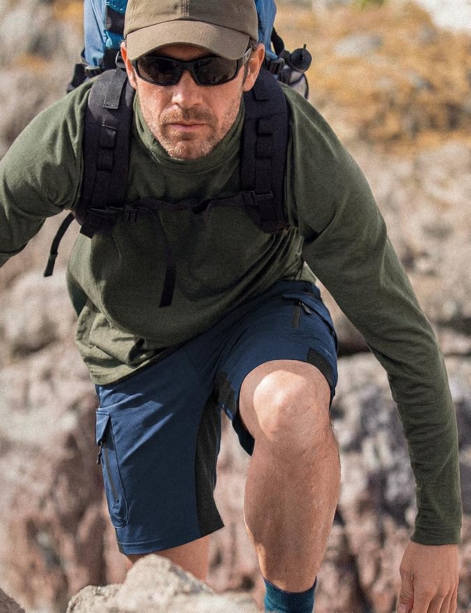 XKTTAC Men's Outdoor Quick Dry Lightweight Stretchy Shorts for Hiking, Tactical, Camping, Travel with 6 Pockets