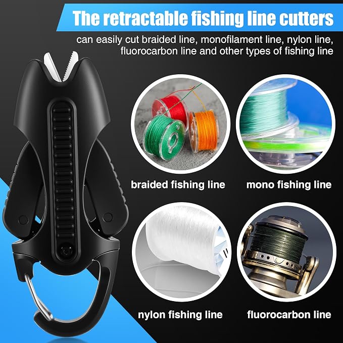 Enhon 2pcs Retractable Fishing Line Cutter with Ceramic Blades, Mini Fishing Scissors for Braid/Mono/fluorocarbon, Portable Angler Snips with Buckle, Gear Gift for Anglers