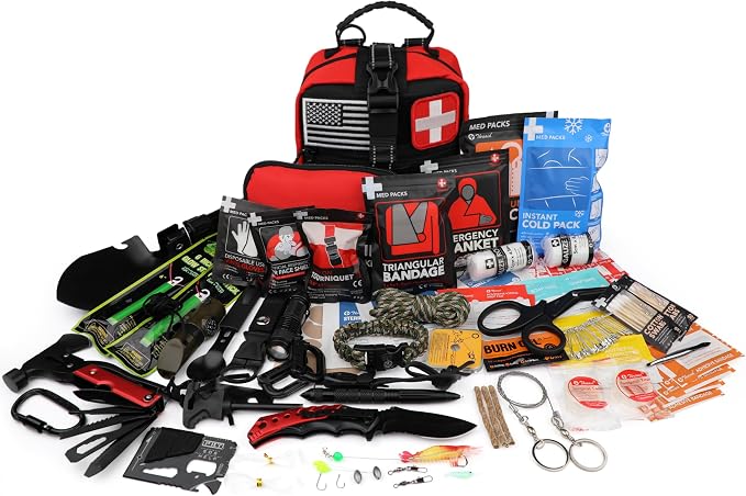 Survival First Aid Kit, 190 Pcs Survival Gear and Medical Supplies, Military IFAK EMT Molle Tactical Pouch for Outdoor, Camping, Hiking, Car, Vehicles and More