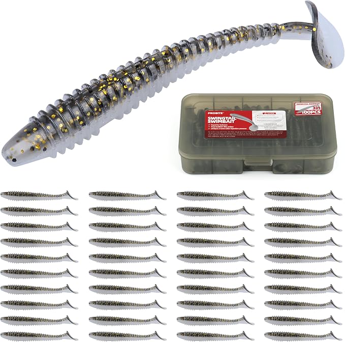Paddle Tail Swimbaits 100/80/50PCS, 5/4/3/2 inch Soft Fishing Lures Bulk Pack – Durable Lifelike Action Lures for Bass, Trout, Crappie – Freshwater & Saltwater Fishing Gifts