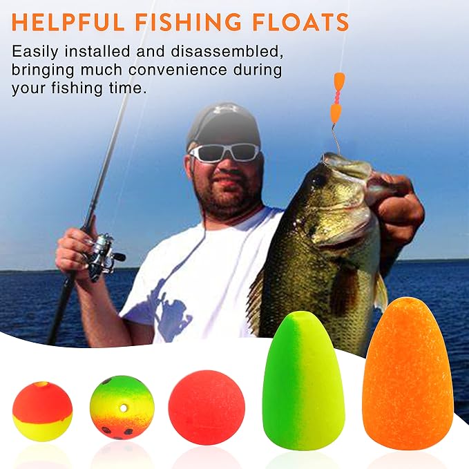 SILANON Pompano Rigs Floats Beads Kit,Foam Snell Fishing Floats Bobbers for Surf Fishing Live Bait Walleye Rig Making Accessories Bullet Cylinder Float for Trout Catfish