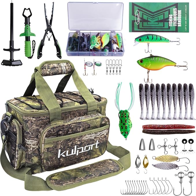 Fishing Shoulder Bag with Tackle Boxes, Fishing Sling Tackle Bag For Fishing Gear Storage With Fishing lures, Fishing pliers, Fish Lip Gripper, Fishing Gifts for Men