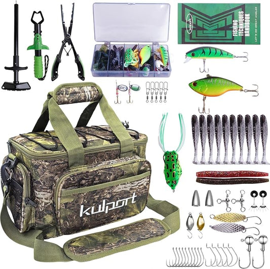 Fishing Shoulder Bag with Tackle Boxes, Fishing Sling Tackle Bag For Fishing Gear Storage With Fishing lures, Fishing pliers, Fish Lip Gripper, Fishing Gifts for Men