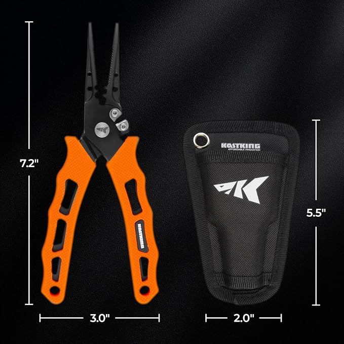 KastKing Cutthroat 7 inch Fishing Split Ring Pliers, 420 Stainless Steel Fishing Tools, Saltwater Resistant Fishing Gear, Tungsten Carbide Cutters