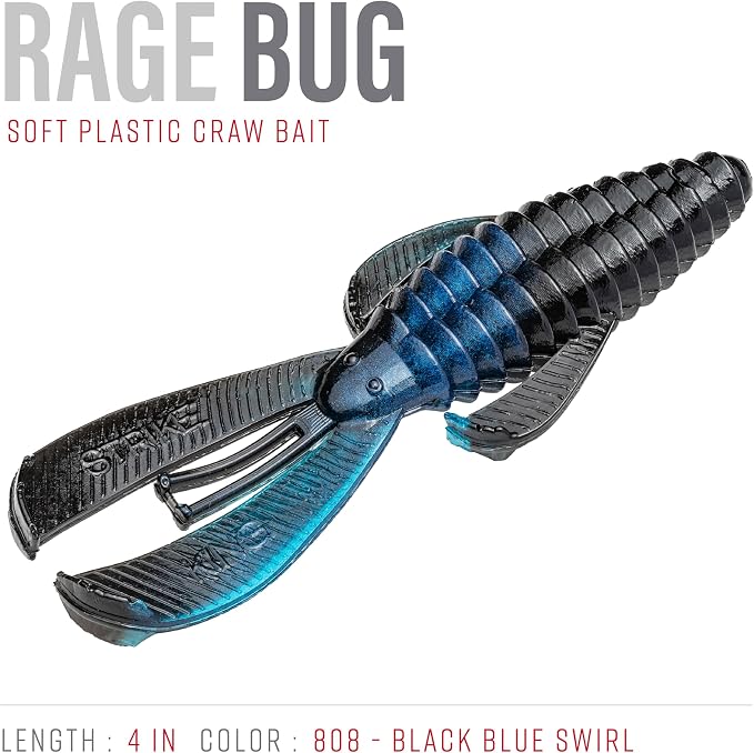 Strike King Rage Bug Fishing Lure, Soft Plastic Grub, Unique Design, Subtle Action