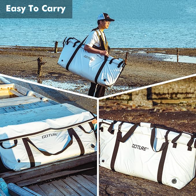 Goture Insulated Fish Cooler Bag,Travel Insulated Cooler Bag,Monster Leakproof Fish Kill Bag, Portable Small/Medium/Large Cooler Bag for Outdoor Travel Camp Beach Picnic with Drain Plug