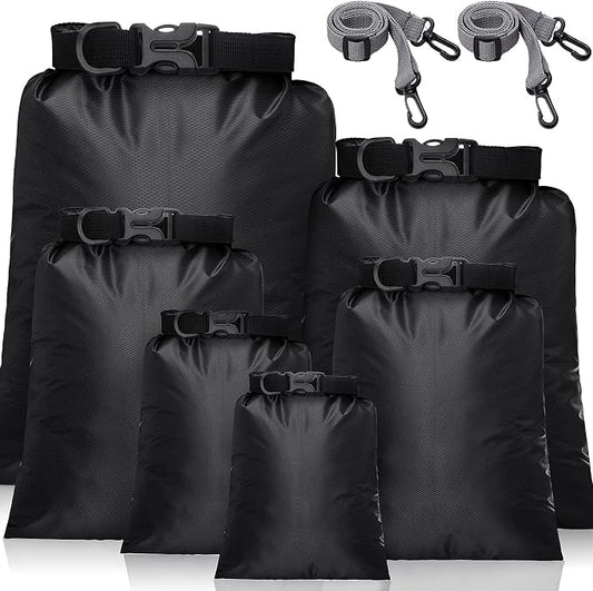 Shappy 6/12 Pcs Waterproof Dry Bags, Lightweight Outdoor Waterproof Dry Stuff Sacks 15/8/5/4/3/2 L and Long Adjustable Shoulder Strap for Kayaking Rafting Boating Hiking Camping