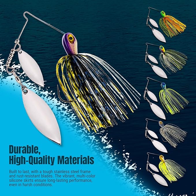 Reaction Tackle Spinner Bait Fishing Lure for Bass Fishing Also for Trout Pike Salmon Walleye (3-Pack)