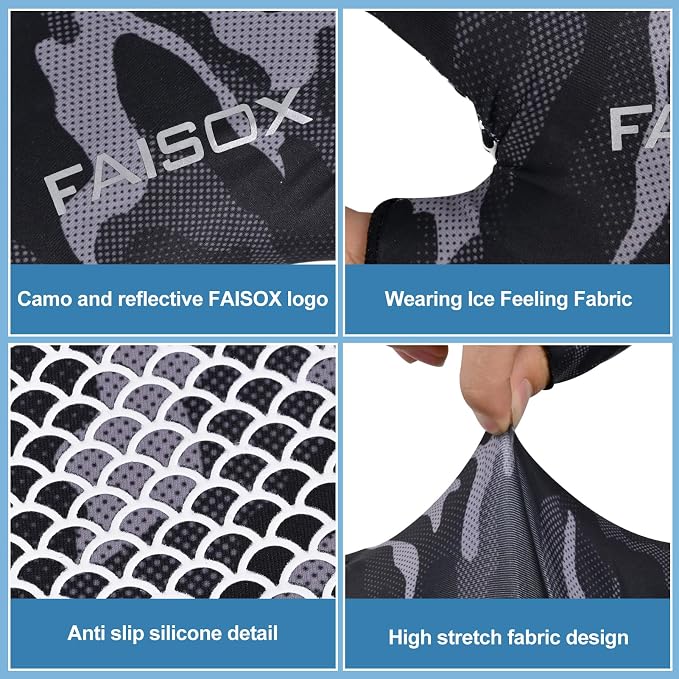 Fly Fishing Gloves Men Sun Sleeves Fingerless UPF Camo Quick-Drying UV Sun Protection for Kayak Rowing Adults Women