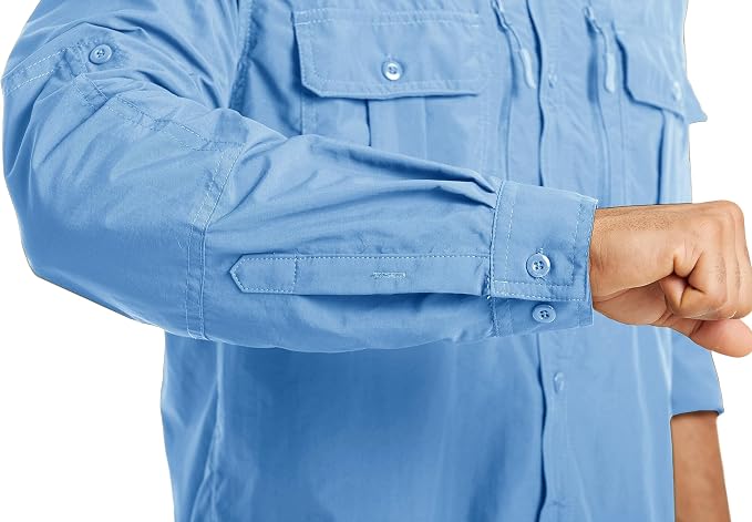MAGCOMSEN Men's UPF 50+ Sun Protection Shirts, Button Down Long Sleeve Shirt for Hiking, Fishing, Safari