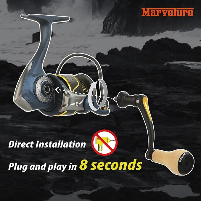 Foldable Power Handle Compatible for Pflueger President, President XT 20-40 Spinning Fishing Reels (Not for President Lock Type or President 6920-6940 Series)