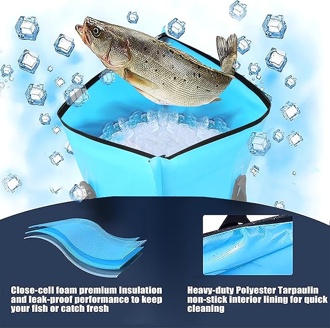 MORXPLOR Insulated Fish Cooler Bag for Fishing 41x17 47x17In 50x20In 60x24 72x30 80X40 Inches,Large Insulated Fish Kill Bag,Fishing Catch Bag Cooler with Water-resistant Zipper