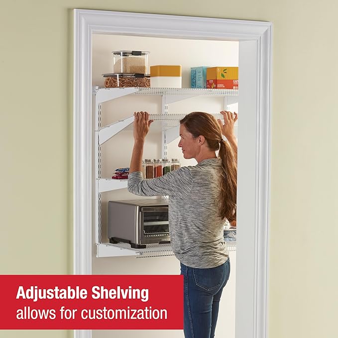 Rubbermaid 36" Pantry Organization Shelf System Direct Wall Mount 4 Shelves and Mounting Hardware Kit Included White Wire Shelving System for Home/Pantry/Closet