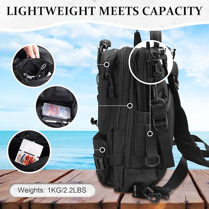 117Pcs Fishing Backpack with Tackle Boxes, Waterproof Fishing Tool Kit with Pliers, Fish Hook Remover, Lip Gripper Ideal Gift for Boys, Grandsons, Husband