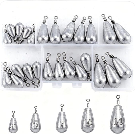 Fishing Weights Sinkers Kit Bass Casting Weights Drop Shot Weights with Swivel for Freshwater Saltwater Catfish Weights