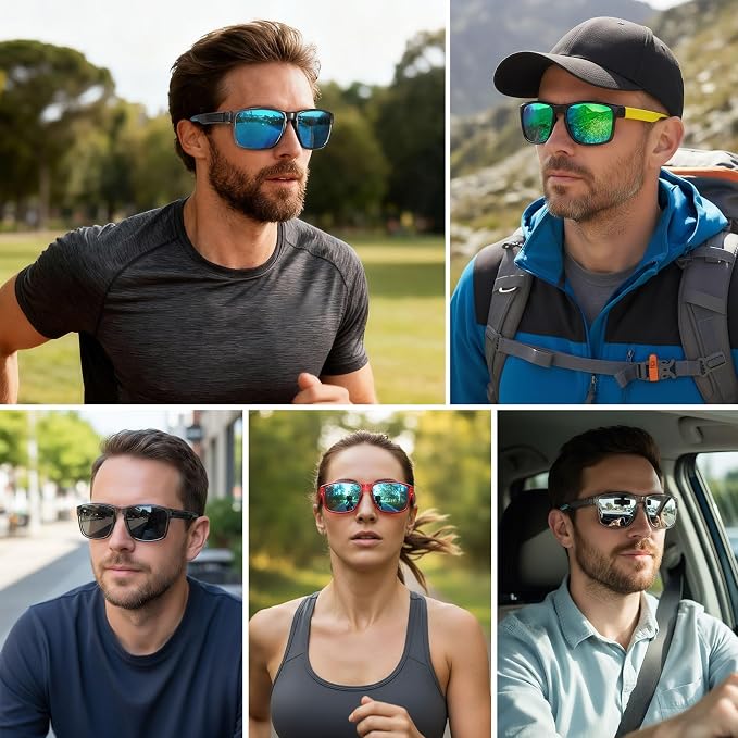Sports Polarized Sunglasses for Men Women UV Protection Unbreakable Driving Running Fishing Hiking Sun Glasses