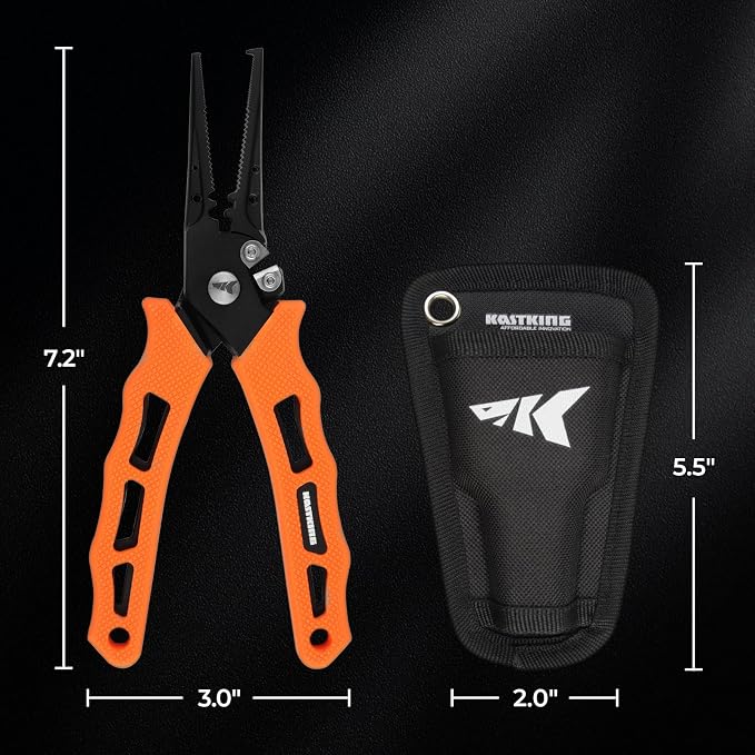 KastKing Cutthroat 7 inch Fishing Split Ring Pliers, 420 Stainless Steel Fishing Tools, Saltwater Resistant Fishing Gear, Tungsten Carbide Cutters
