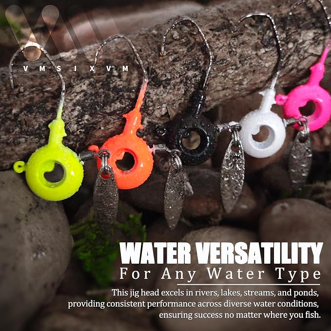 30 Pcs Crappie Jigs Heads Kit, Scent Holder Underspin Fishing Jig Heads Hooks Lures for Freshwater Saltwater, Swimbait Jigheads with Spinner Blade for Crappie Bass Trout Walleye 1/8oz, 1/16oz