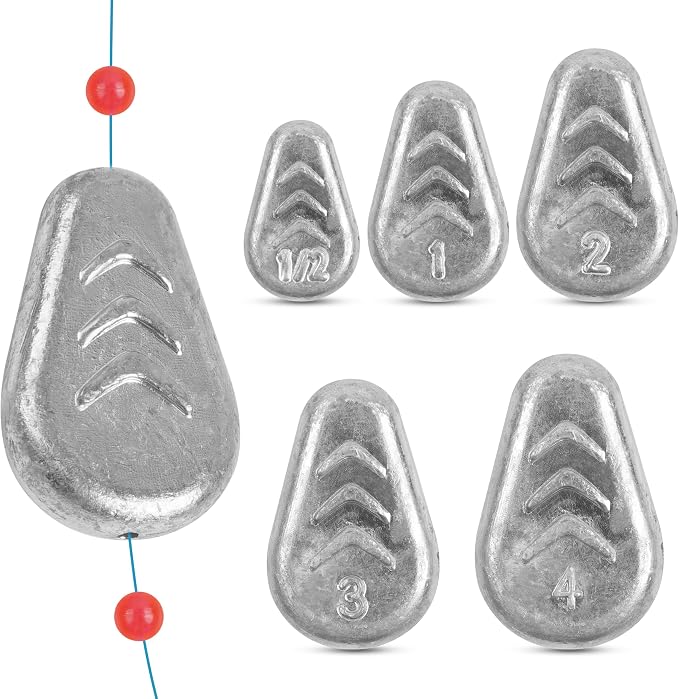 No Roll Sinker Fishing Weights, Flat Inline Catfish Sinkers Weights No Snag Slip Sinkers Saltwater Surf Fishing Weights Gear Tackle for Catfishing Rig