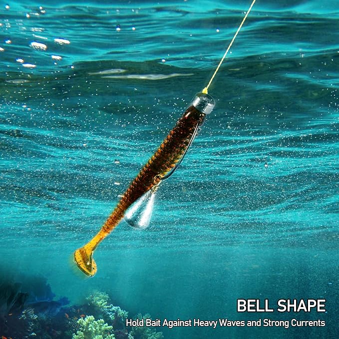 Dr.Fish 30 Pack Bass Casting Sinker Weights Lead Bell Drop Shot Weights with Brass Swivels Weight Freshwater Fishing Lead Sinker