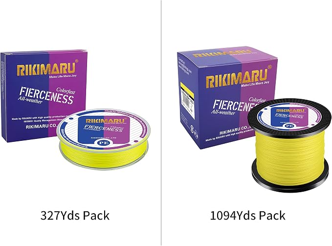 RIKIMARU Braided Fishing Line Abrasion Resistant Superline Zero Stretch&Low Memory Extra Thin Diameter 327-1094 Yds, 4-180LB