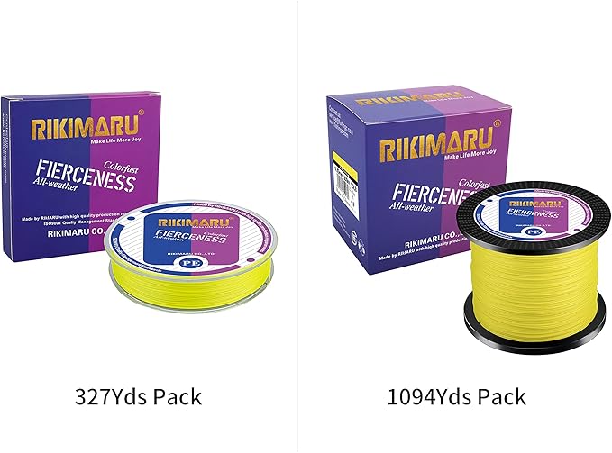 RIKIMARU Braided Fishing Line Abrasion Resistant Superline Zero Stretch&Low Memory Extra Thin Diameter 327-1094 Yds, 4-180LB