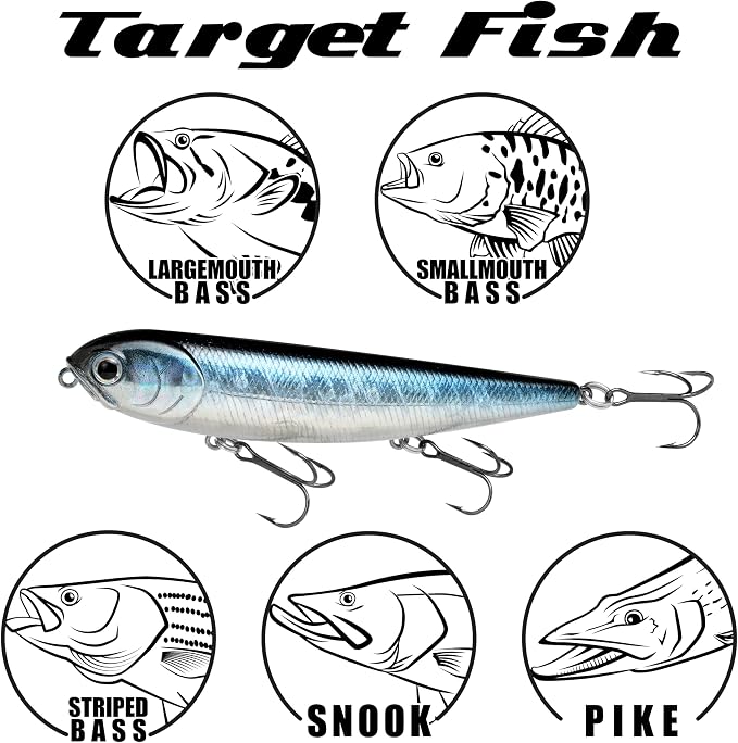 LUCKY CRAFT Sammy 105 Topwater Fishing Lures, 3 Hook, 4-1/8" Floating Freshwater Trout and Bass Lures, Walk-the-Dog Tournament Bait, Bass Fishing Gear and Tackle Box Accessories