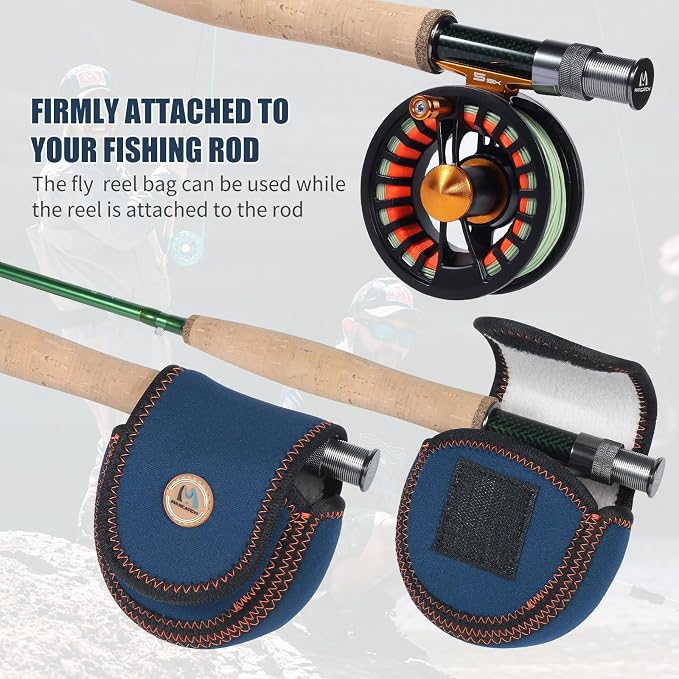 M MAXIMUMCATCH Maxcatch Fly Reel Case, Sheepskin Lined Neoprene Protective Reel Bag Pouch Cover, Fits 3/4wt 5/6wt 7/8wt (2, Fits 9/11wt)