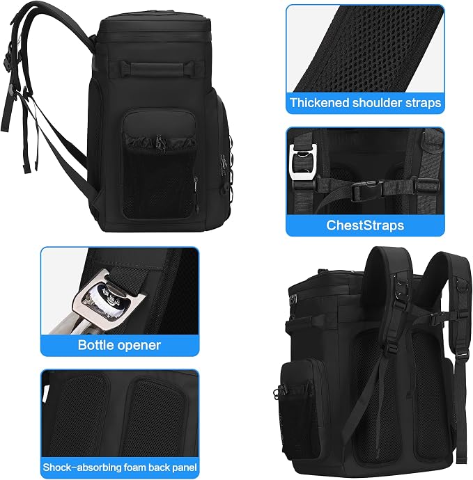 Insulated Backpack Cooler 60 Can for Men & Women,Leak Proof Waterproof Cooler Backpack for Beach Tailgate Camping Travel Fishing 37L