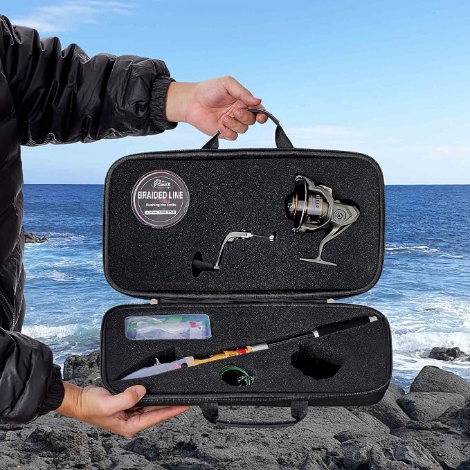 CastX Professional Telescopic Fishing Rod and Reel Combo, Carbon Fiber with EVA Grip, Spinning Reel, Carrying Case, Saltwater Freshwater Fishing Kit with Tackle