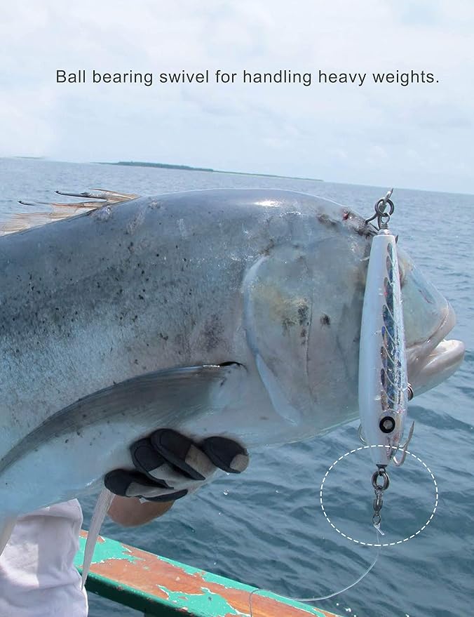 Saltwater Ball Bearing Swivel Set, Fishing Snap Swivels Heavy Duty Big Game Fishing Tackle Spinner Connector