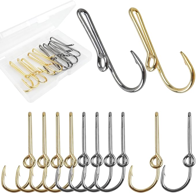 Fishing Hook Hat Pins,10pcs/20pcs Pins for Fishing Hat Hook Clip,Tie Clips for Hat Clasp Fashion Trend Hat Decoration Gold&Black