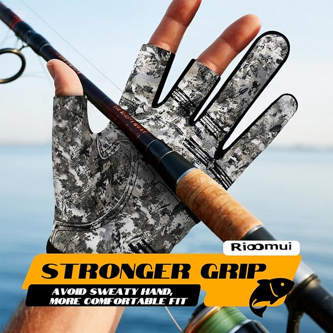 3-Cuts Fishing Gloves Men, Lightweight Breathable Anti-Slip Kayak Gloves Women for Kayaking, Sailing,Paddling,Rowing Enhanced Grip and Comfort