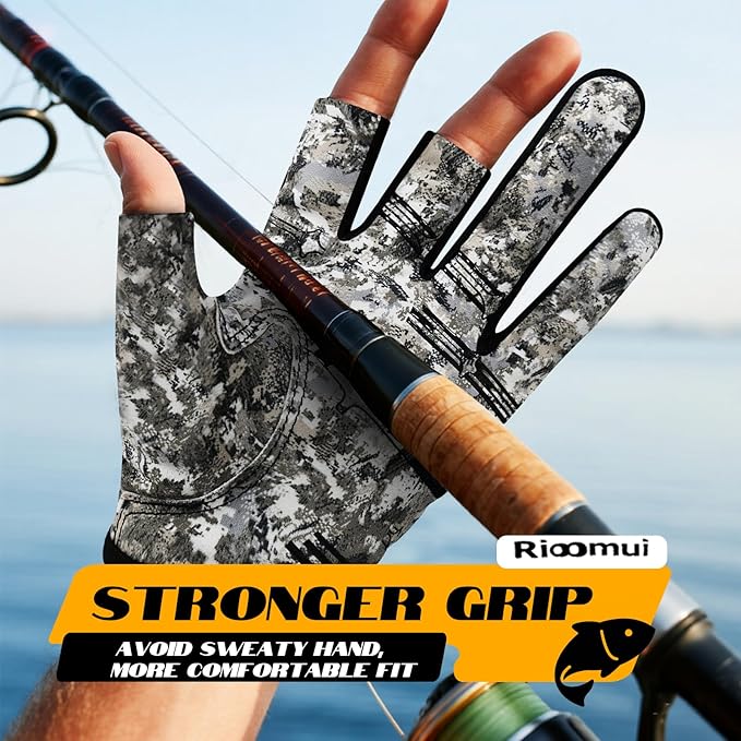 3-Cuts Fishing Gloves Men, Lightweight Breathable Anti-Slip Kayak Gloves Women for Kayaking, Sailing,Paddling,Rowing Enhanced Grip and Comfort