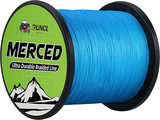 RUNCL Braided Fishing Line Merced, 1000 500 300 Yards Braided Line 4 8 Strands, 6-200LB - Proprietary Weaving Tech, Thin-Coating Tech, Stronger Smoother for Freshwater Saltwater