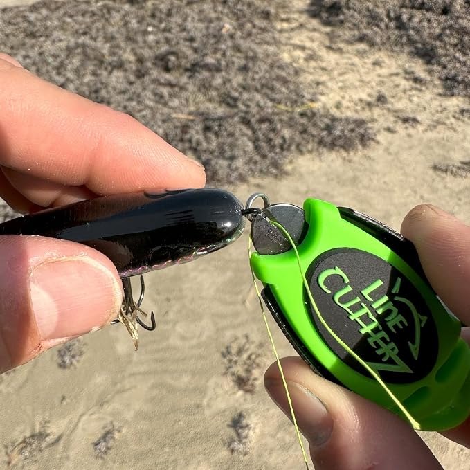 Line Cutterz Patented Dual Hybrid Ceramic Cutter + Stainless Steel Micro Scissors Fishing Line Snipper - Green