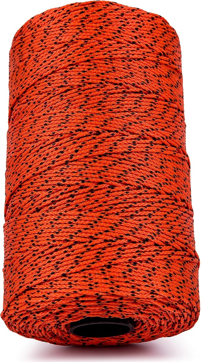 HONGDA Professional Masonry String Lines, 1000 Feet #18 Bonded Braided Nylon Mason Line, Durable and Versatile String for Masonry, Construction, Gardening, and DIY Projects, Fluorescent Orang