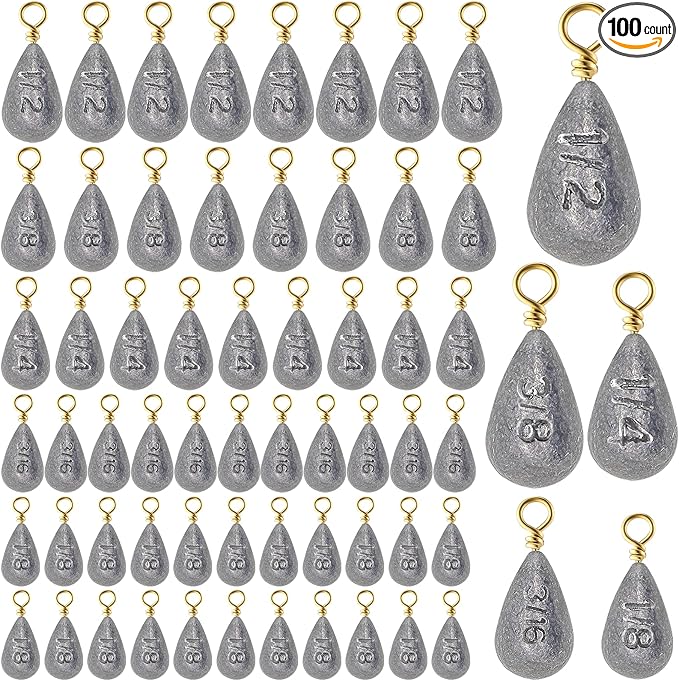 Bass Casting Swivel Bell Sinkers Fishing Weights Drop Shaped Fishing Sinkers Catfish Weights for Ocean Saltwater Surf Bass Casting Gear Tackle
