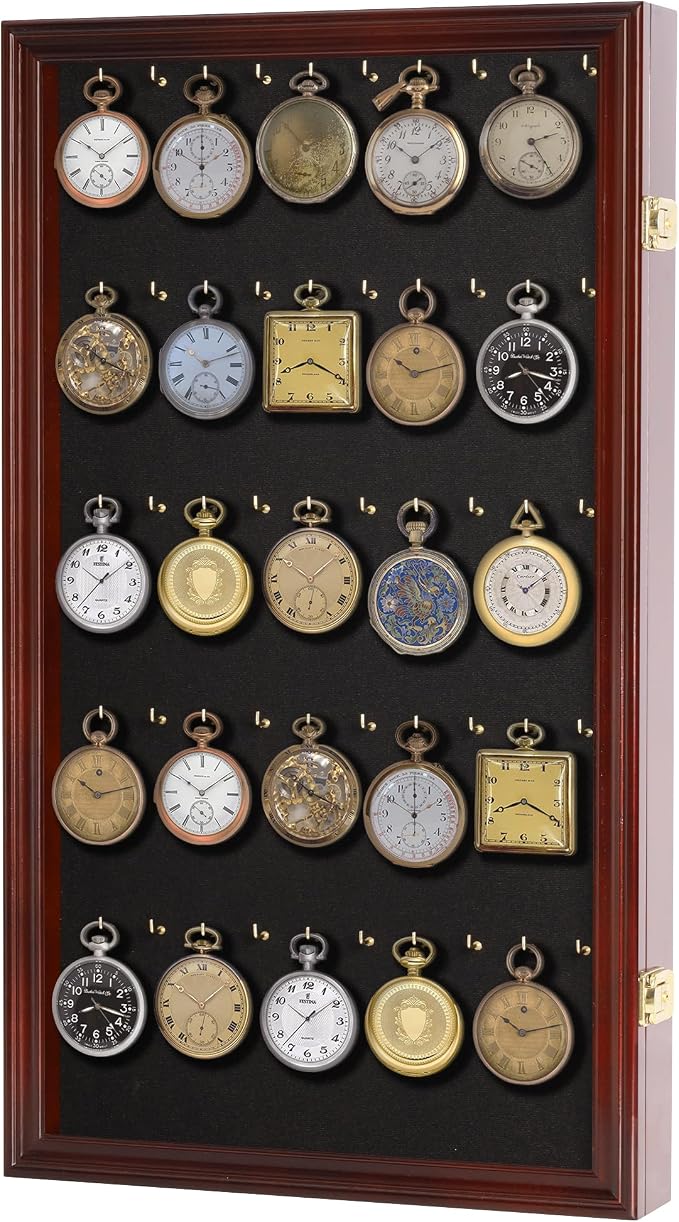 Fishing Lures Keychain Display Case Pocket Watch Wall Cabinet Frame Keyring Golf Bag Tag Luggage Tag Showcase Shadow Box Mahogany Finish
