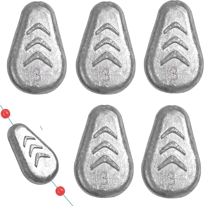 No Roll Sinker Fishing Weights No Snag Flat Inline Sinker Weights Slip Sinkers Weights for Surf Fishing Catfish Rigs Saltwater Freshwater