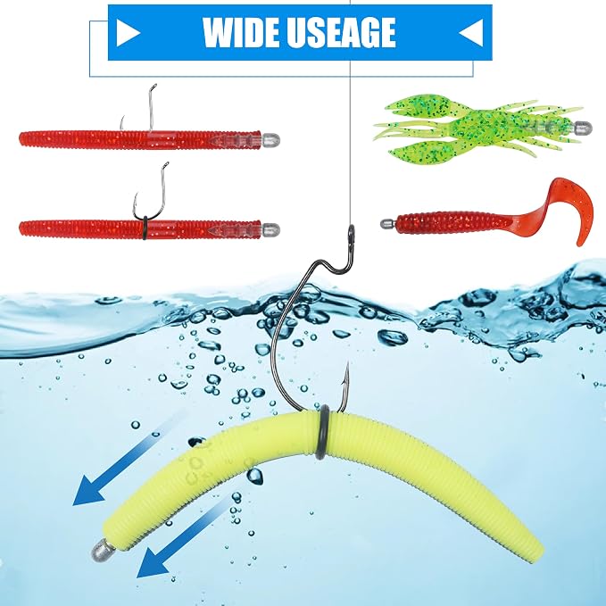 50pcs Fishing Nail Weights Kit Insert Sinkers Wacky Worm Weights for Bass Fishing Soft Plastic Lures Nail Sinkers Wacky Rig Neko Rig Insert Pencil Sinker Weight Kit 4 Sizes