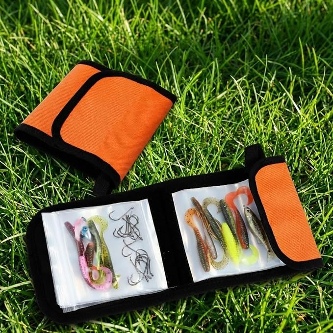 2 Pack Fishing Tackle Binder 20 Pockets Fly Fishing Leader Tippet Line Wallet Leader Organizer Case Lure Storage Bag for Pre-tied Rigs, Leaders, Soft Baits and Lines(Orange)