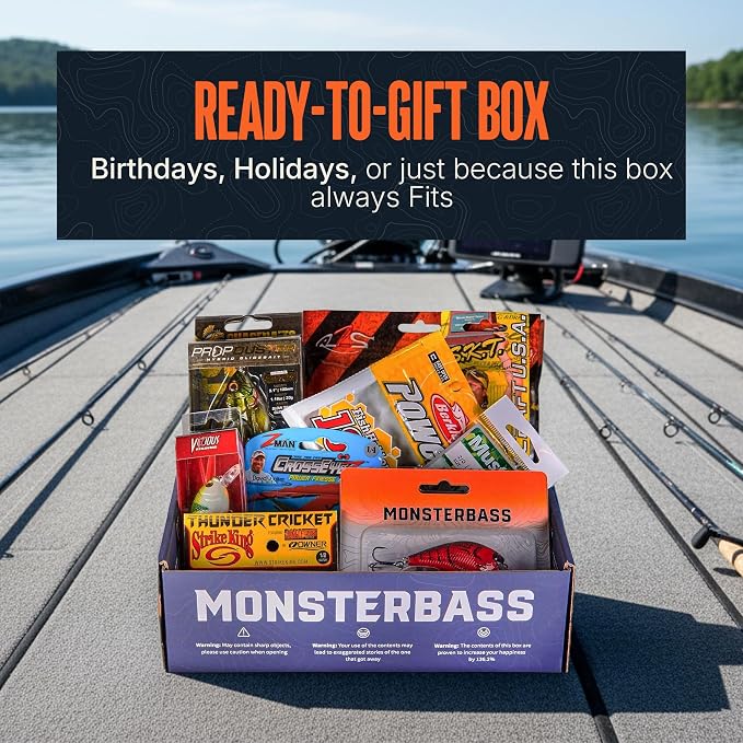 MONSTERBASS Mystery Fishing Tackle Box, Topwater Bass Fishing Lures Kit – 7 Premium Topwater Lures for Freshwater Anglers, Including Frog, Popper, Buzzbait, and More