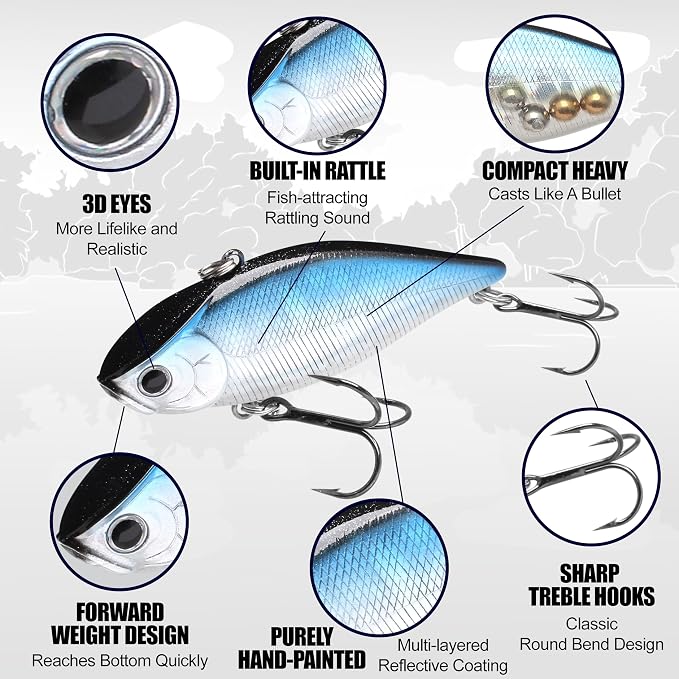 LUCKY CRAFT LV 500, Freshwater Bass Fishing Lure, Lipless Crank Bait, Smallmouth, Sinking, Tournament Winning, Perfect Wobbling, Fishing Gear, Fishing Accessories, Fishing Tackle