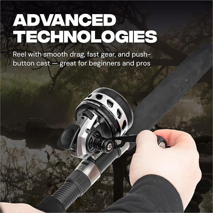 BALLISTA Spincast Bowfishing Reel Slingshot Bow Fishing, Stainless Steel, Left/Right Reversible Handle