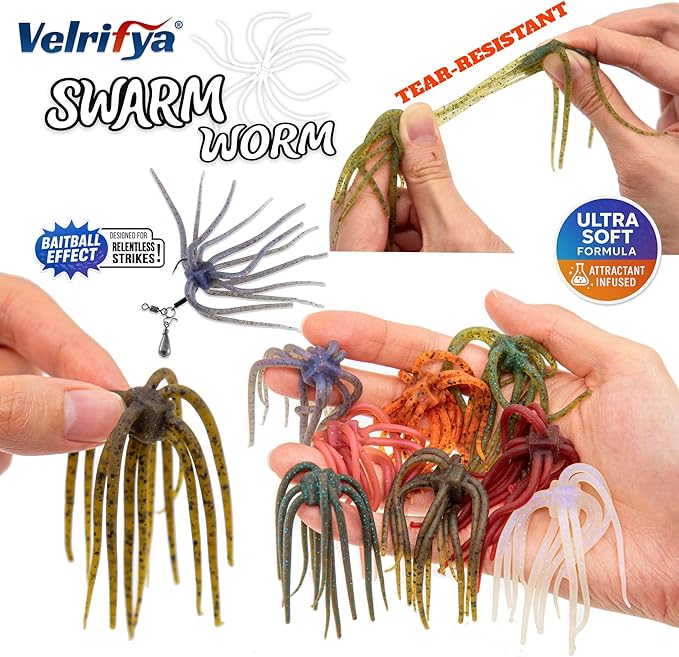 Tentacle Dice Bait – Japanese Style Finesse Dice Fishing Lure Floating Worm Soft Plastic Baits for Bass Fishing, Drop Shot, Jig Head, Wacky Rig