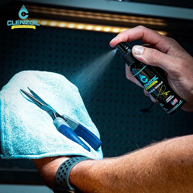 CLENZOIL Marine & Tackle - Fishing Gear Oil Lubricant - for Fish Care Reels, Boat Motors, Downriggers & More - Easily Oils Applicator