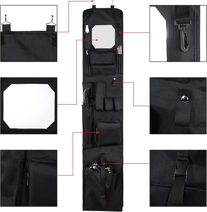 Woanger Police Style Hanging Closet 52 x 11 Inches Door Organizer Locker Shelf Hanging Locker Organizer with Mirror for Police Security Law Enforcement (Black, 1 Pcs)